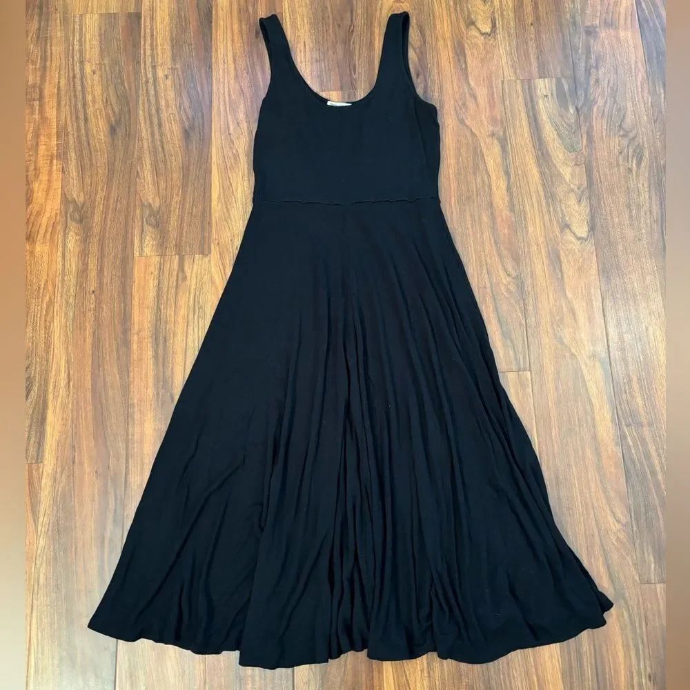 Marine Layer Lexi Rib Fit and Flare Midi Dress black sleeveless